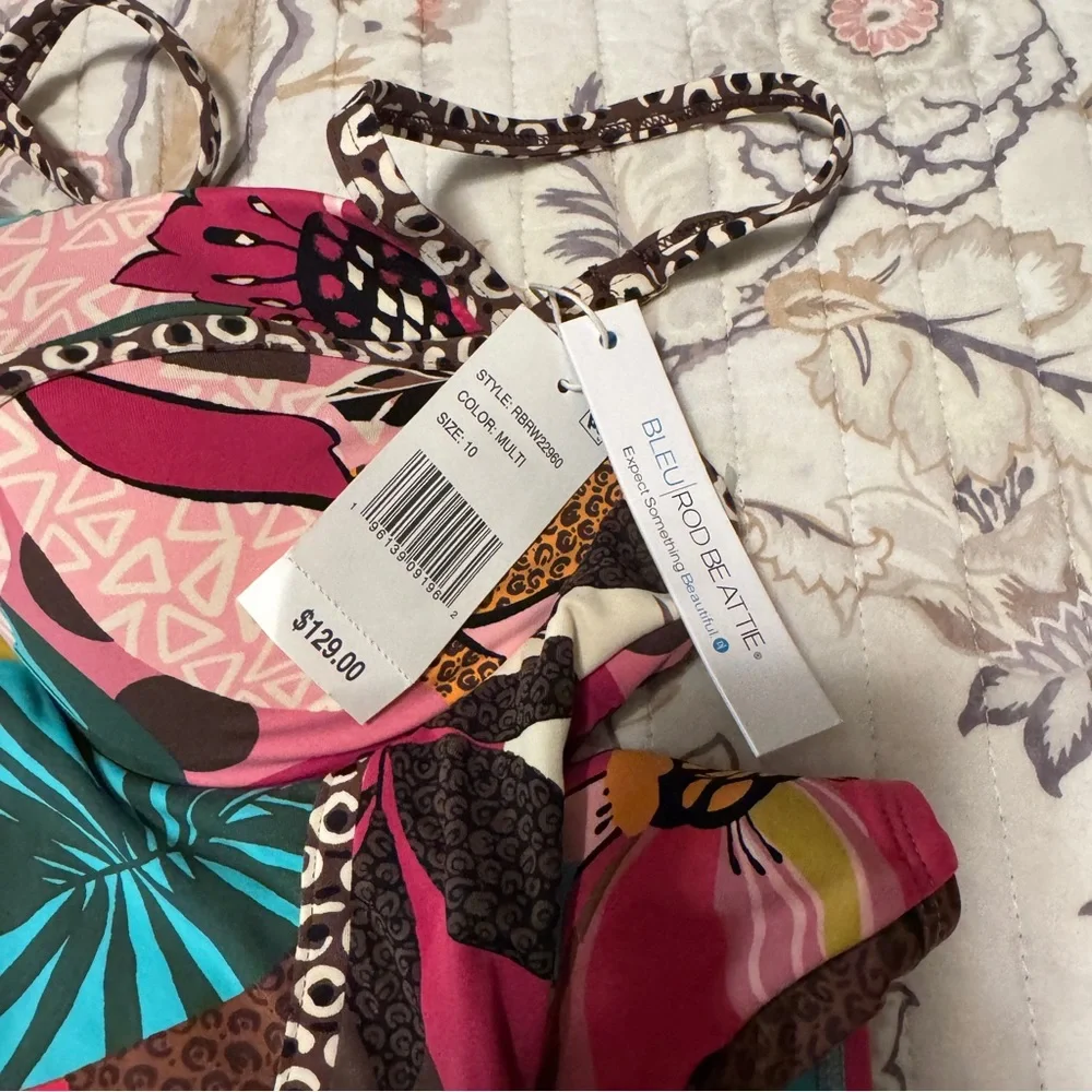 Bleu Rod Beattie Bright Print Large Swimsuit NWT - Picture 3 of 5